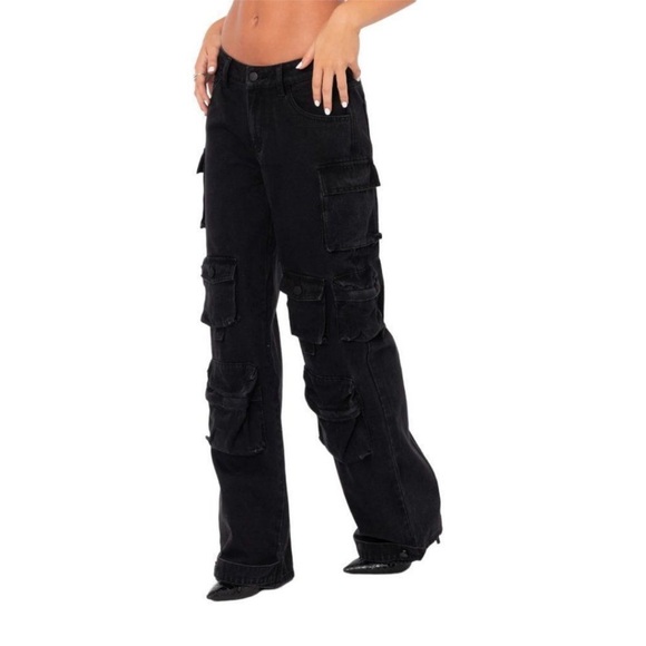 Edikted Black Wide leg cargo jeans - Picture 11 of 11